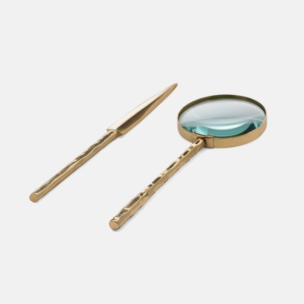 MAGNIFYING GLASS & OPENER GOLD S/2 #50467