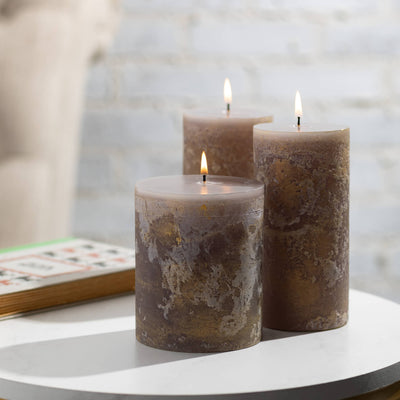 CANDLE PILLAR DARK GRAY GOLD (Available in 2 Sizes)