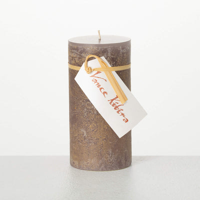 CANDLE PILLAR DARK GRAY GOLD (Available in 2 Sizes)