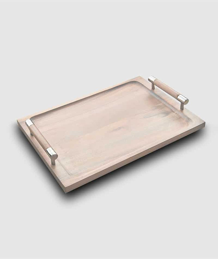 TRAY WHITE WOOD WITH HANDLES #52272