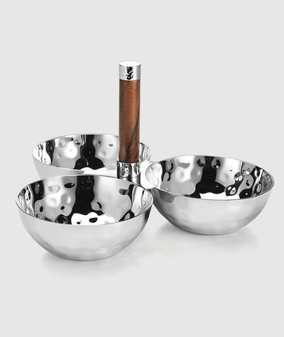 BOWLS SET WITH WOOD HANDLE