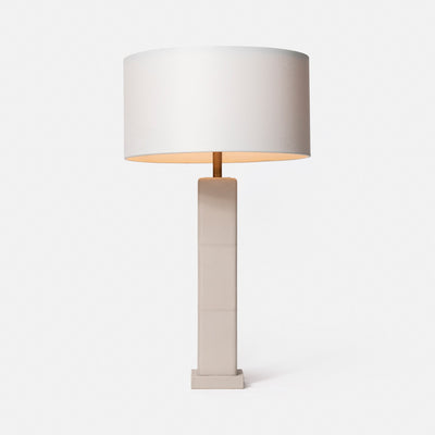 TABLE LAMP LEATHER LIGHT GRAY