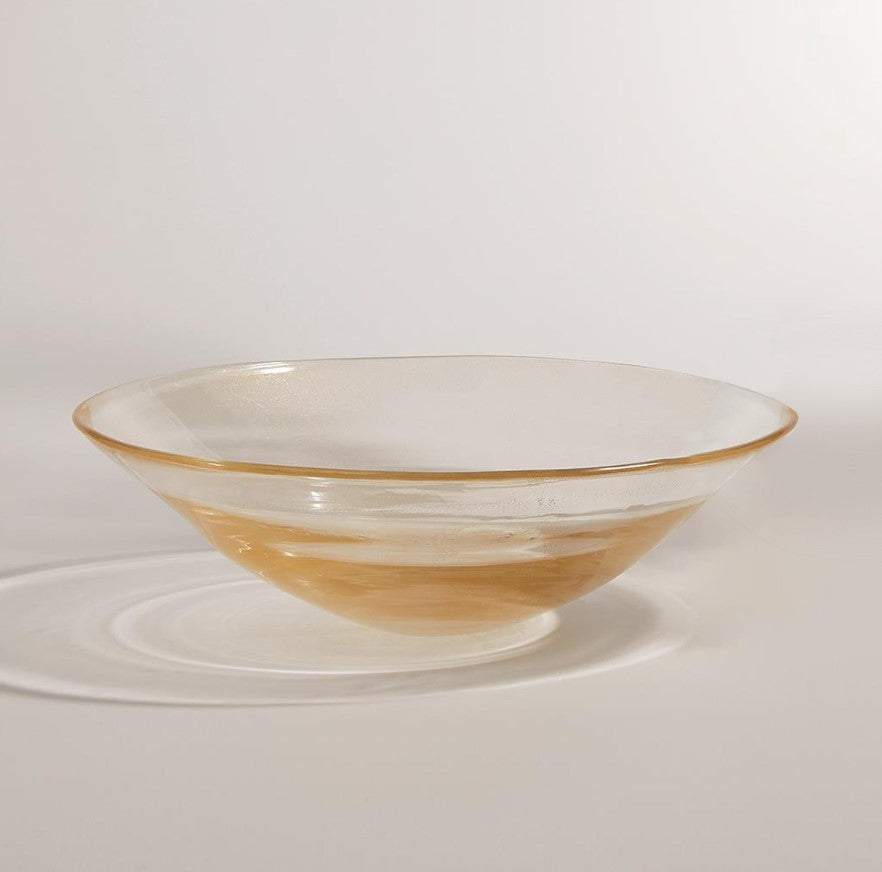 BOWL GLASS GOLD LEAF ACCENTS #54203