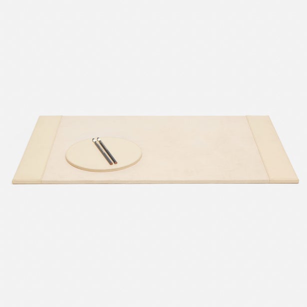 DESK BLOTTER & MOUSE PAD CREAM LEATHER #56025