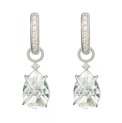 JUDE FRANCES EARRING CHARMS TINY CRISS CROSS WRAPPED PEAR STONE