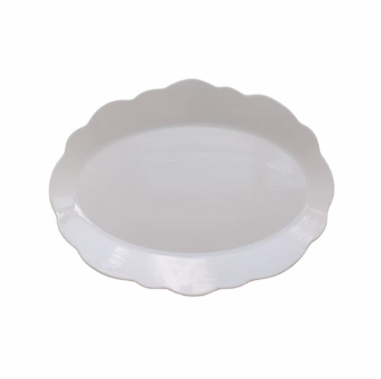 TRAY SERVING OVAL SCALLOPED CREAM