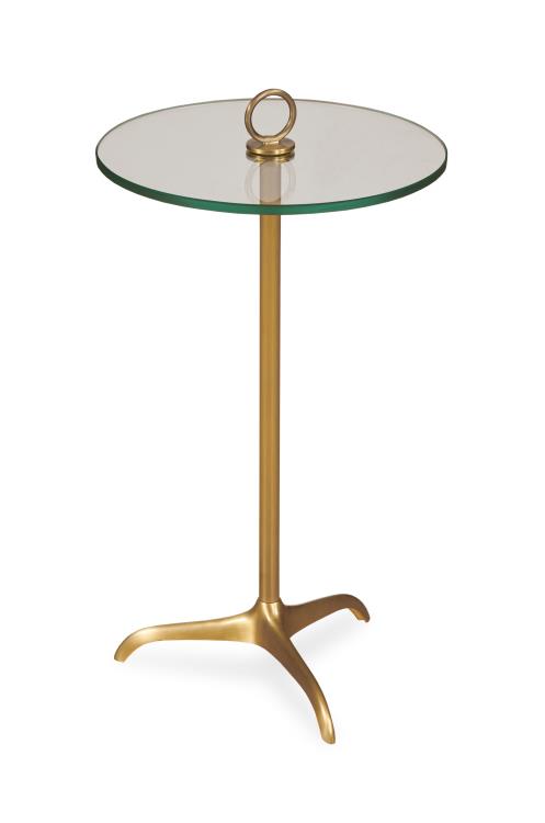 ACCENT TABLE WITH GLASS TOP AND HANDLE