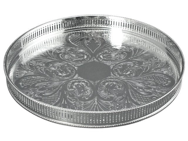 TRAY ROUND SILVER PLATED
