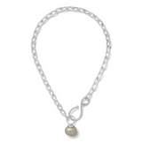 NECKLACE SILVERY BIG BOLD SOFT GREY