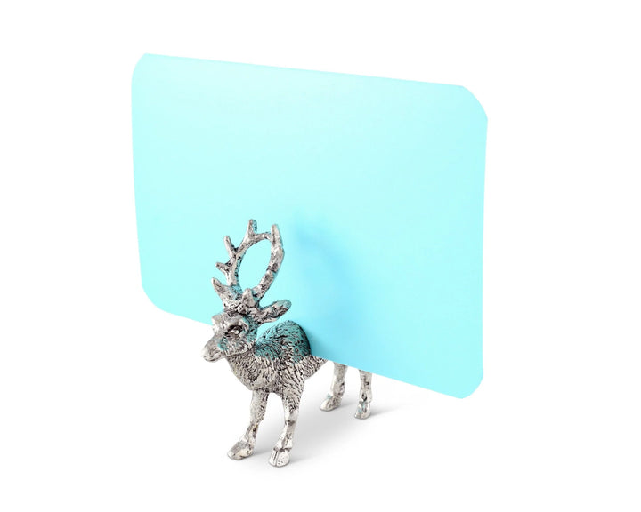 CARD HOLDER PAIR DEER PLACE PEWTER