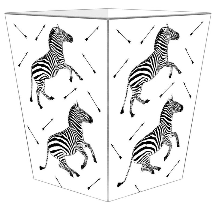 WASTE BASKET ZEBRA TROT ON WHITE #60472