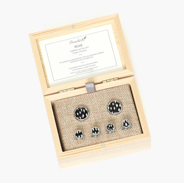 CUFFLINKS & STUDS SET BEAR RHODIUM #61684