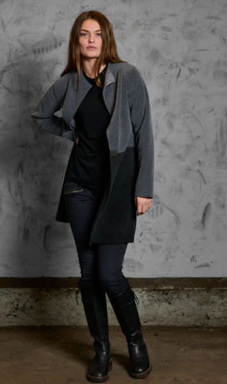 HENRIETTE STEFFENSEN CARDIGAN GREY/SOFT BLACK (Available in 2 Sizes)