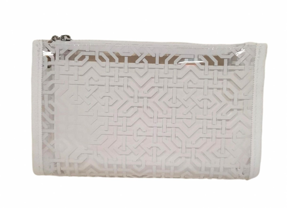 COSMETIC BAG LATTICE WHITE CLEAR SMALL