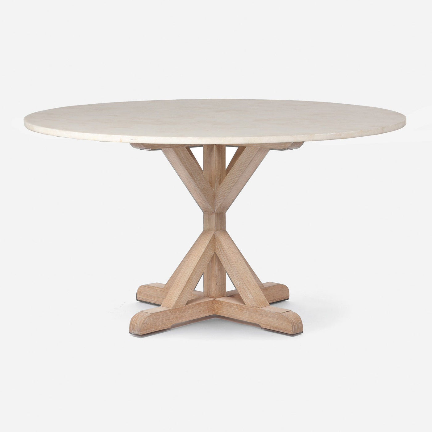DINING TABLE WHITE CERUSED OAK BASE / ICE CRYSTAL STONE TOP