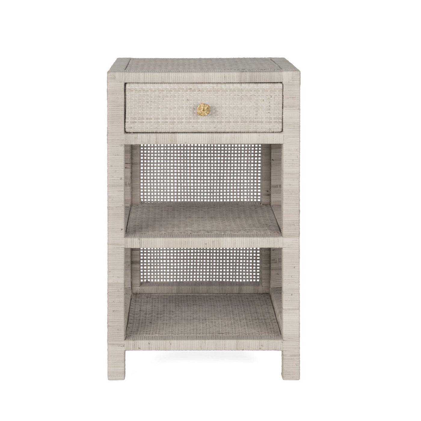 NIGHTSTAND FRENCH GRAY PEELED RATTAN SMALL