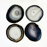 COASTERS BLACK AGATE WITH GOLD EDGES S/4