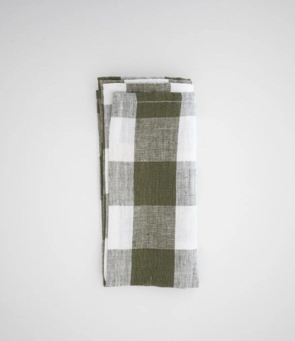 NAPKIN LINEN DINNER OLIVE GIHGHAM #62724
