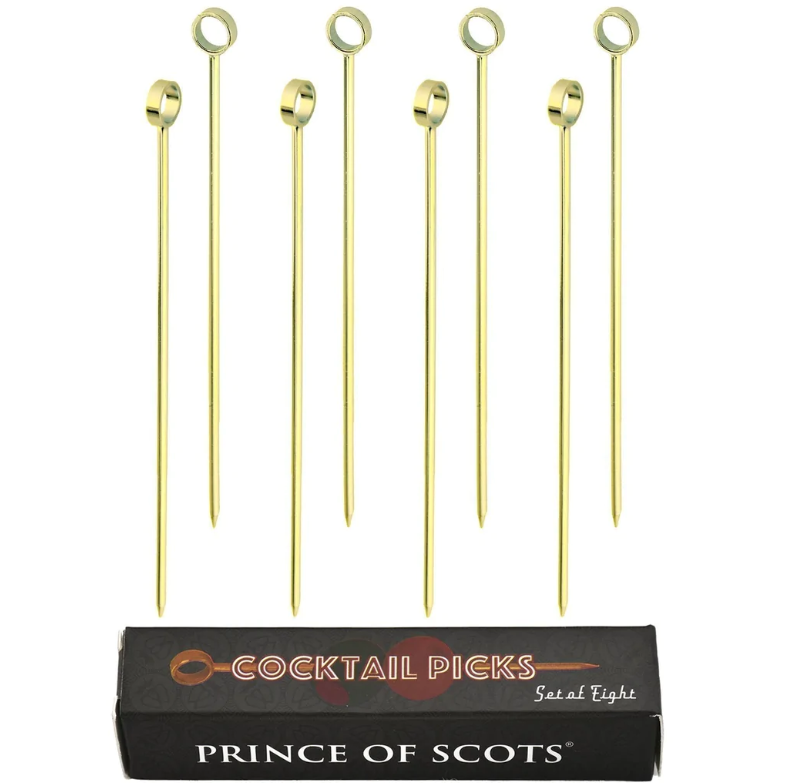 COCKTAIL PICKS GOLD SET/8