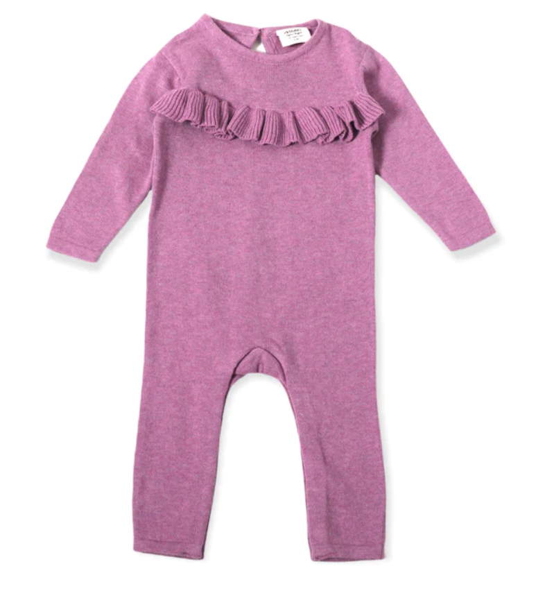 JUMPSUIT SWEATER RUFFLE ORCHID
