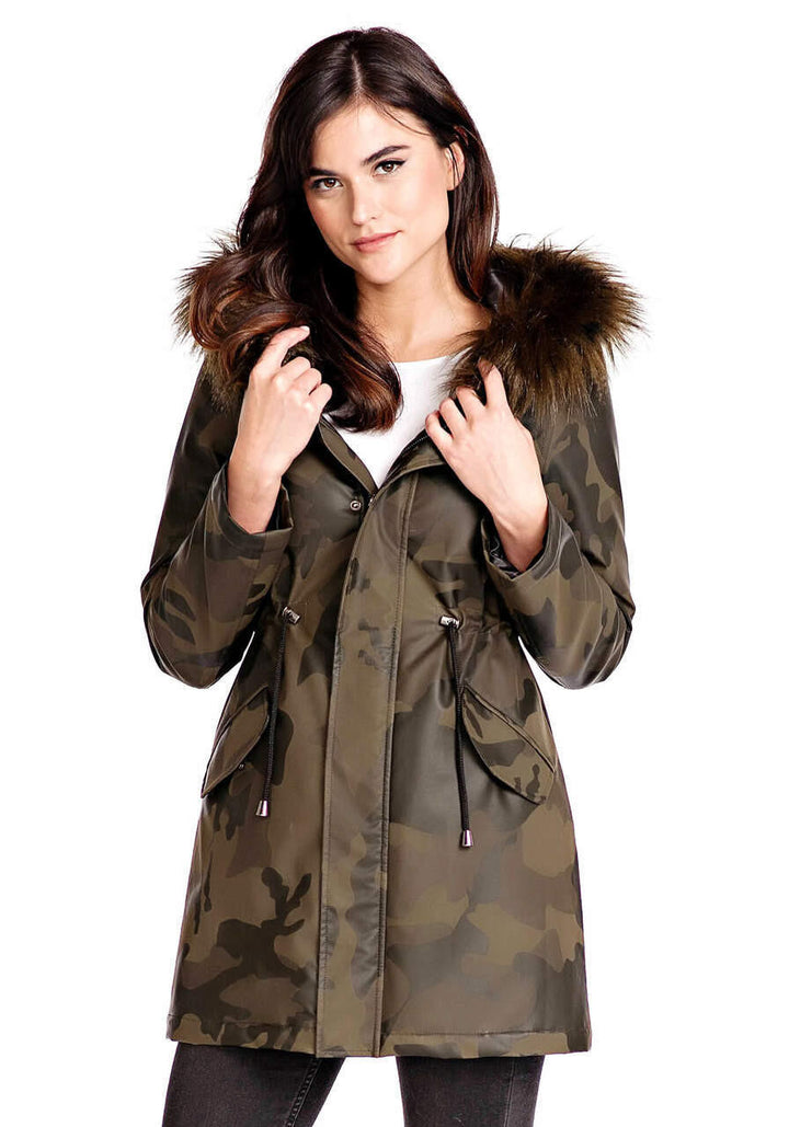 COAT ANORAK CAMO FAUX FUR
