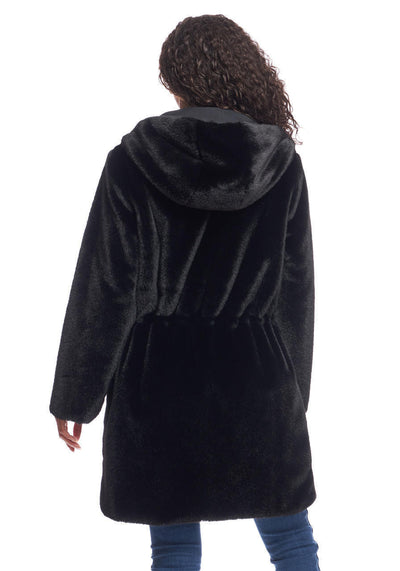 COAT REVERSIBLE BLACK FAUX FUR