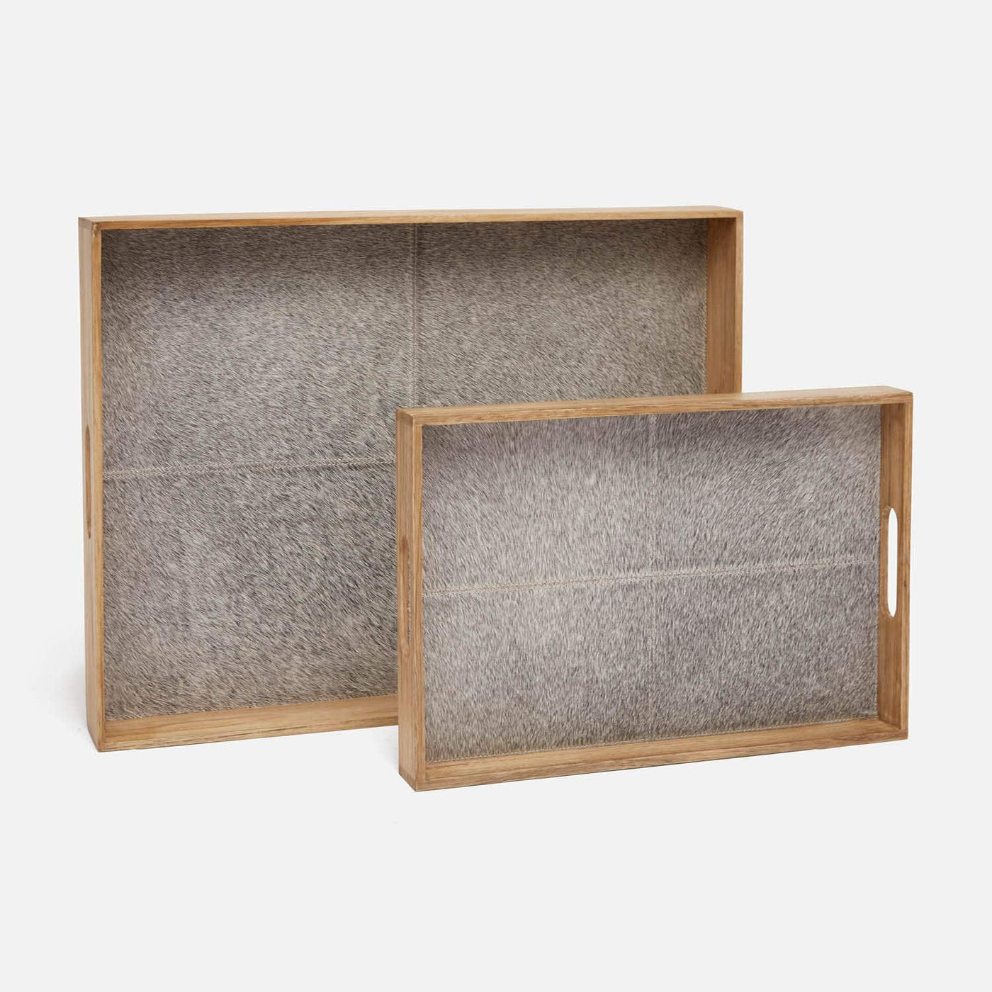 TRAY GRAY HAIR-ON-HIDE & MATTE TEAK (Available in 2 Sizes)