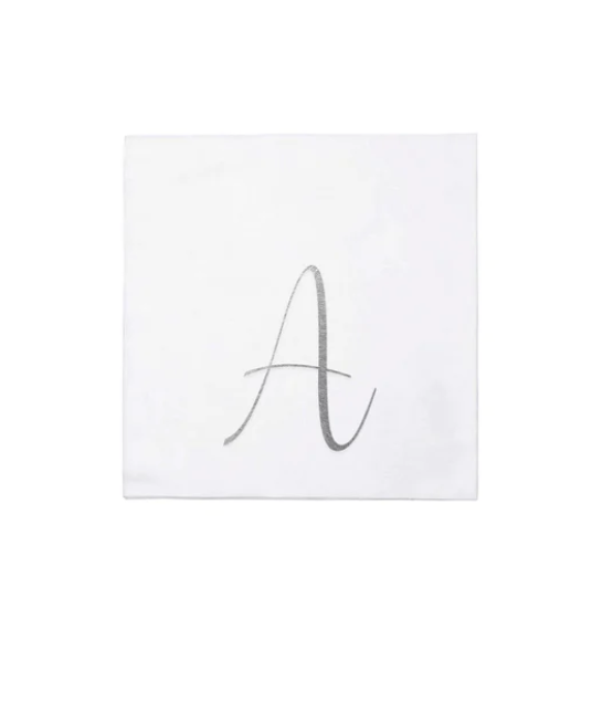 NAPKINS PAPER COCKTAIL SILVER MONOGRAME ALPHABET