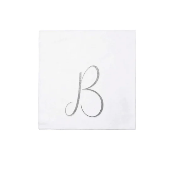 NAPKINS PAPER COCKTAIL SILVER MONOGRAME ALPHABET