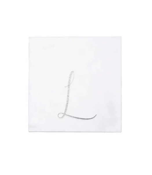 NAPKINS PAPER COCKTAIL SILVER MONOGRAME ALPHABET