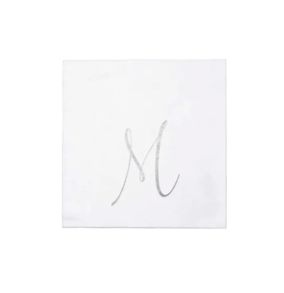 NAPKINS PAPER COCKTAIL SILVER MONOGRAME ALPHABET