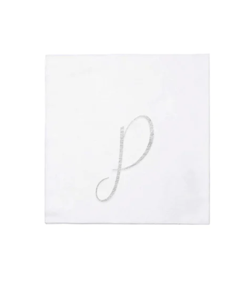 NAPKINS PAPER COCKTAIL SILVER MONOGRAME ALPHABET