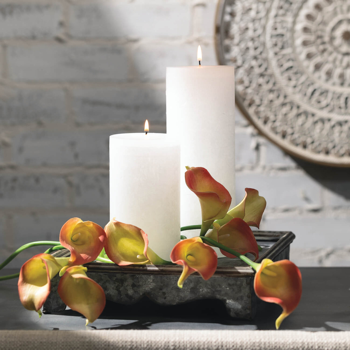 CANDLE TIMBER PILLAR WHITE (Available in 6 Sizes)