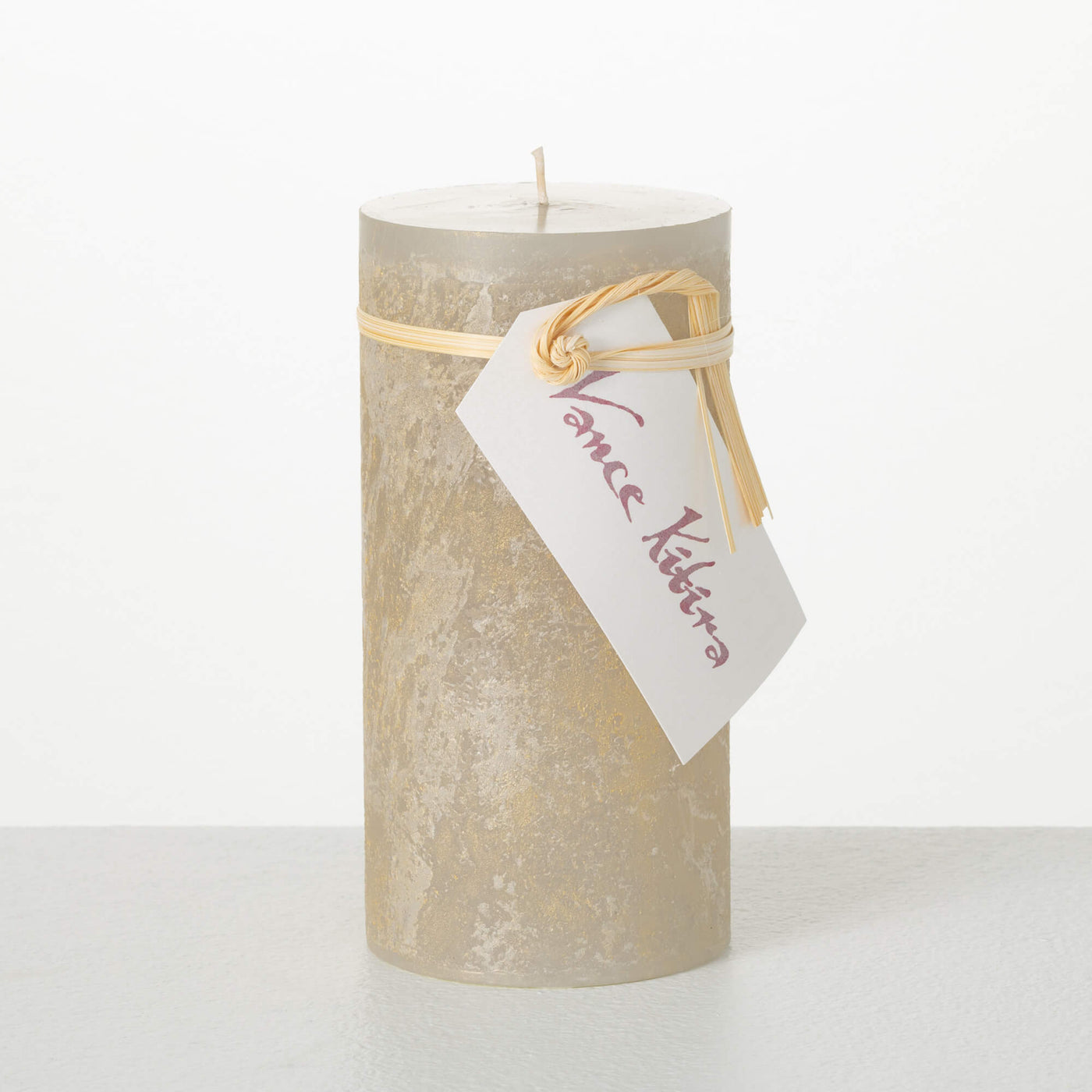 CANDLE PILLAR LIGHT GRAY GOLD (Available in 2 Sizes)