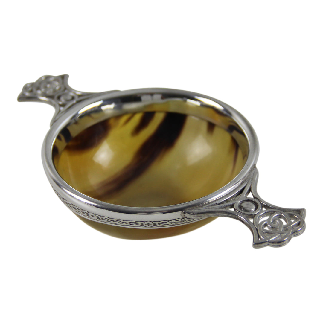 BOWL QUAICHE BONE/PEWTER #63948