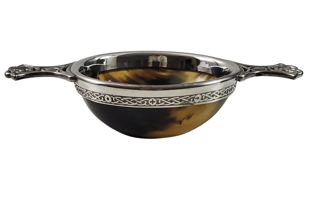 BOWL QUAICHE BONE/PEWTER #63948