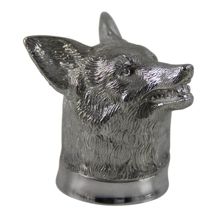 JIGGER FOX HEAD ENGLISH PEWTER