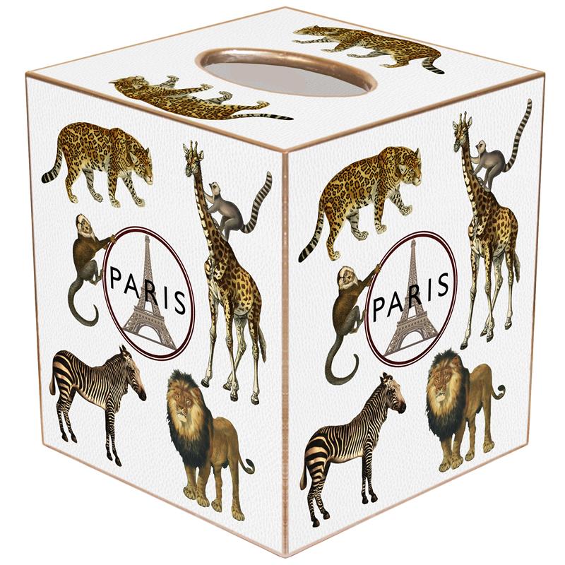TISSUE BOX PARIS JUNGLE WHITE