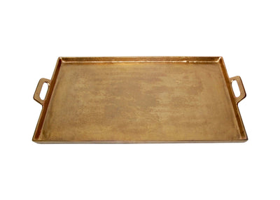 TRAY ALUMINUM WITH HANDLES ANTIQUE BRASS (Available in 3 Sizes)