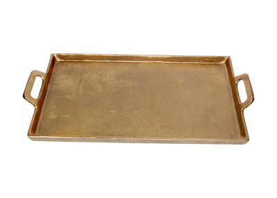 TRAY ALUMINIUM WITH HANDLES ANTIQUE BRASS (Available in 2 Sizes)