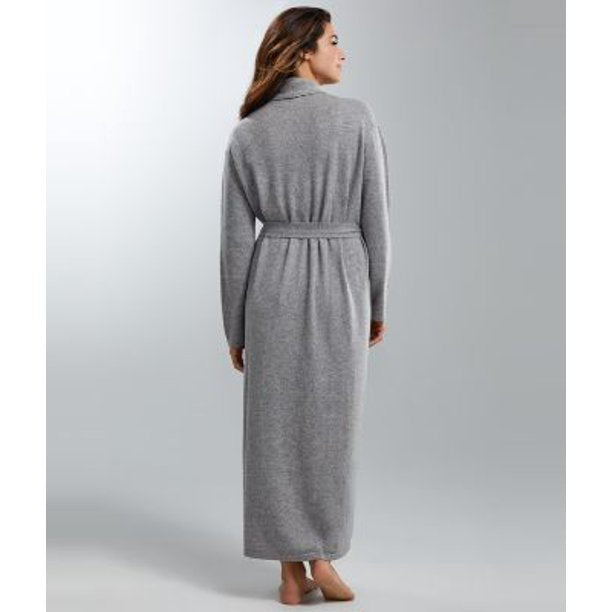 ROBE LONG WRAP CASHMERE FLANNEL GREY