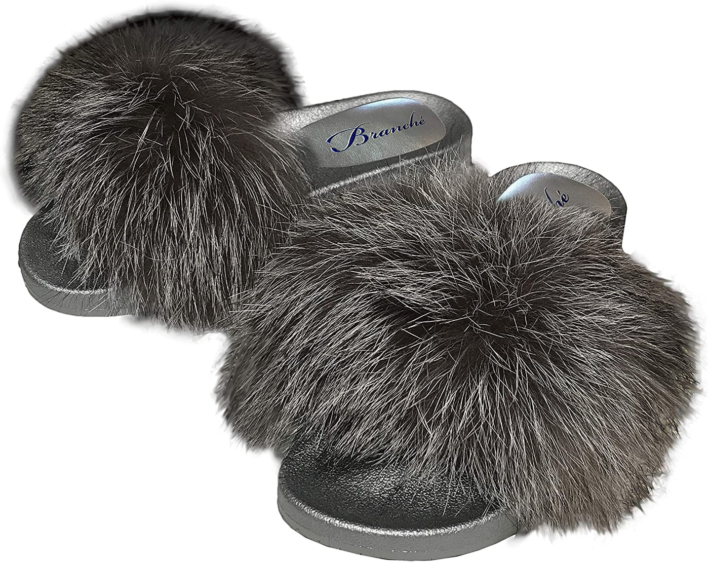 BRANCHE SLIDE SLIPPERS KIKI - NATURAL SILVER (Available in 2 Sizes)