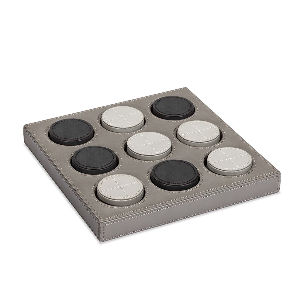 TIC TAC TOE SET GREY LEATHER #47620 (NRD)