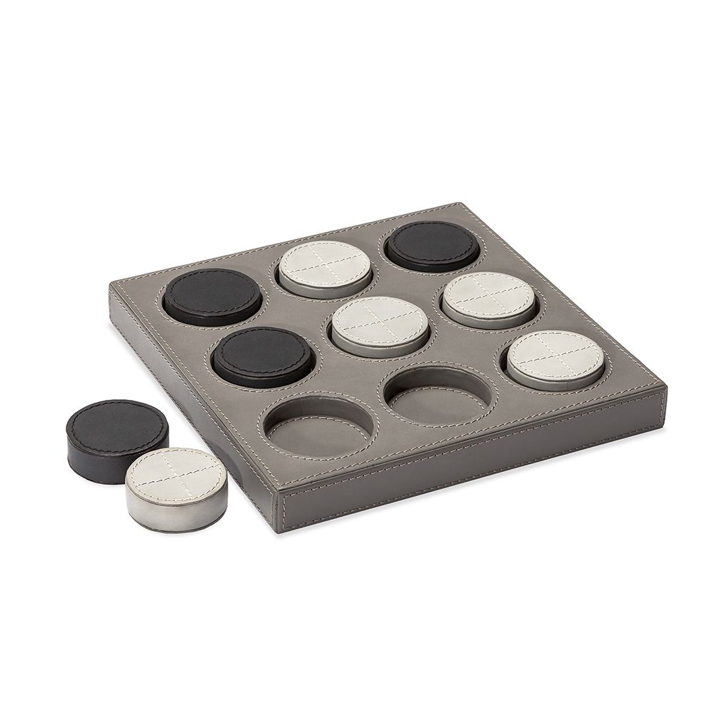 TIC TAC TOE SET GREY LEATHER #47620 (NRD)