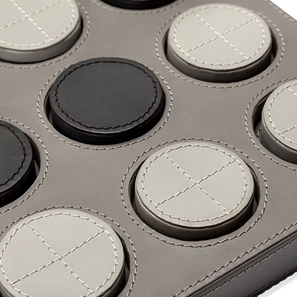 TIC TAC TOE SET GREY LEATHER #47620 (NRD)