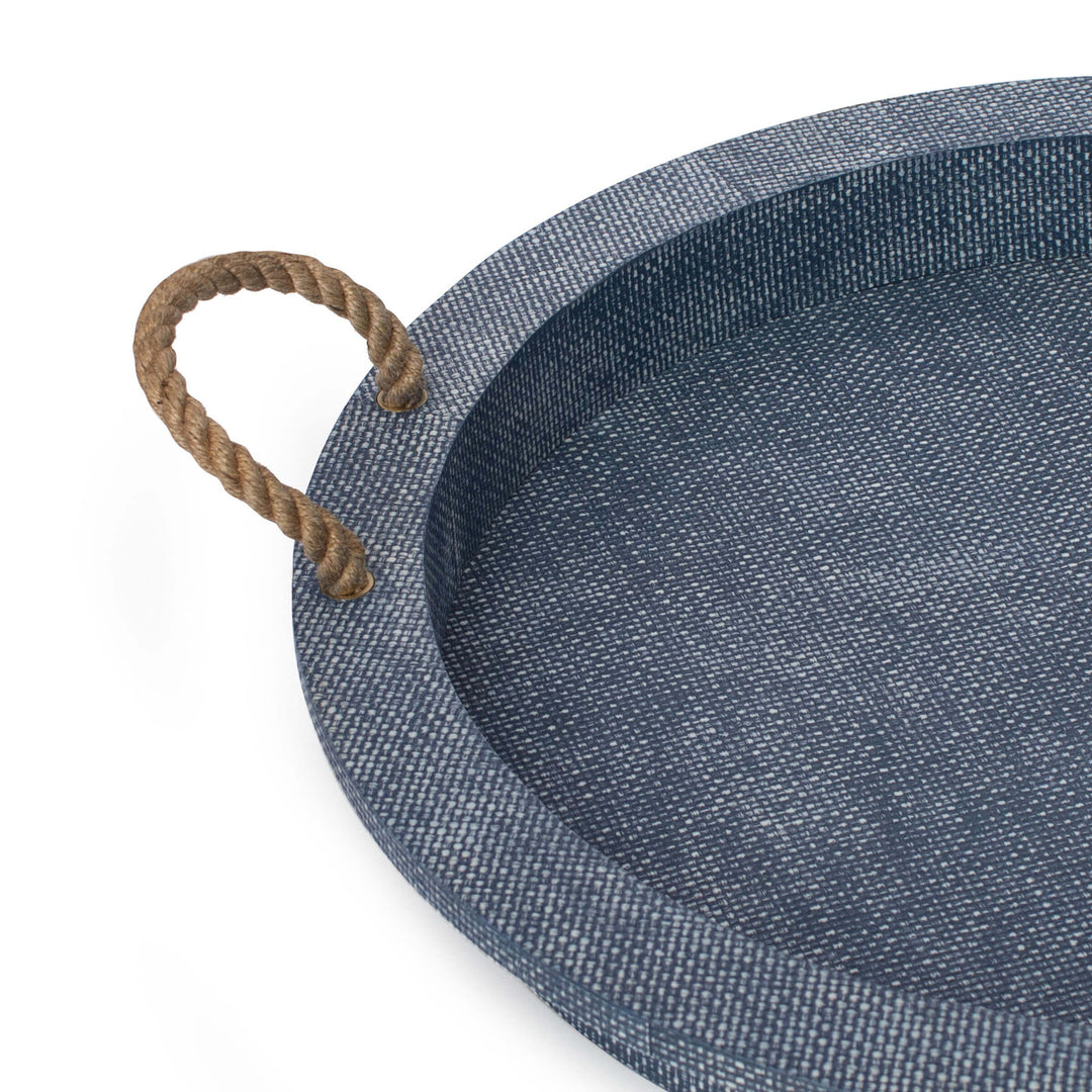 TRAY RATTAN WITH ROPE HANDLES ROUND