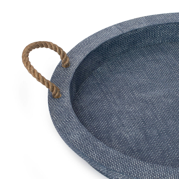 TRAY RATTAN WITH ROPE HANDLES ROUND