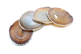 COASTERS NATURAL AGATE WITH SILVER TRIM MEDIUM - SET OF 4