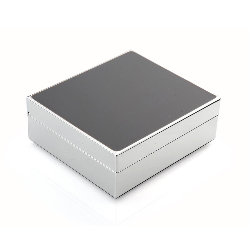BOX HINGED TAUPE & SILVER SQUARE