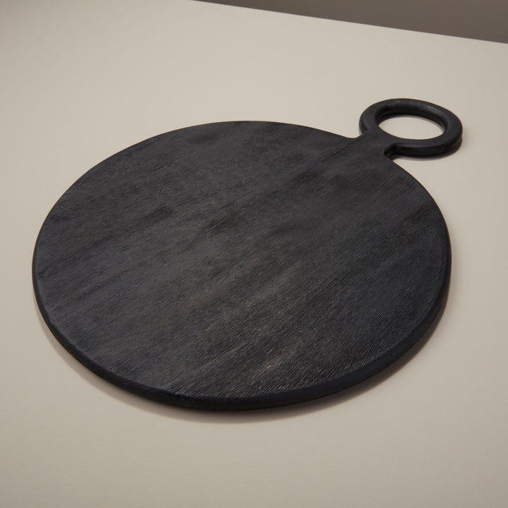 BOARD ROUND BLACK MANGO WOOD